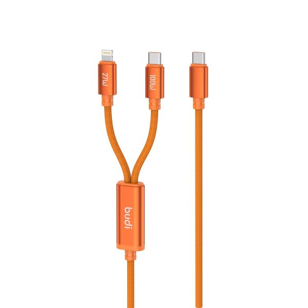 budi - Cosmic Orange Type-C to Type-C/Lightning Charging Cable